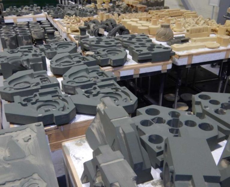 3D printed sand casting molds ready for pouring at Kimura Foundry America.