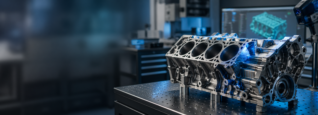 Image of engine block and design screen